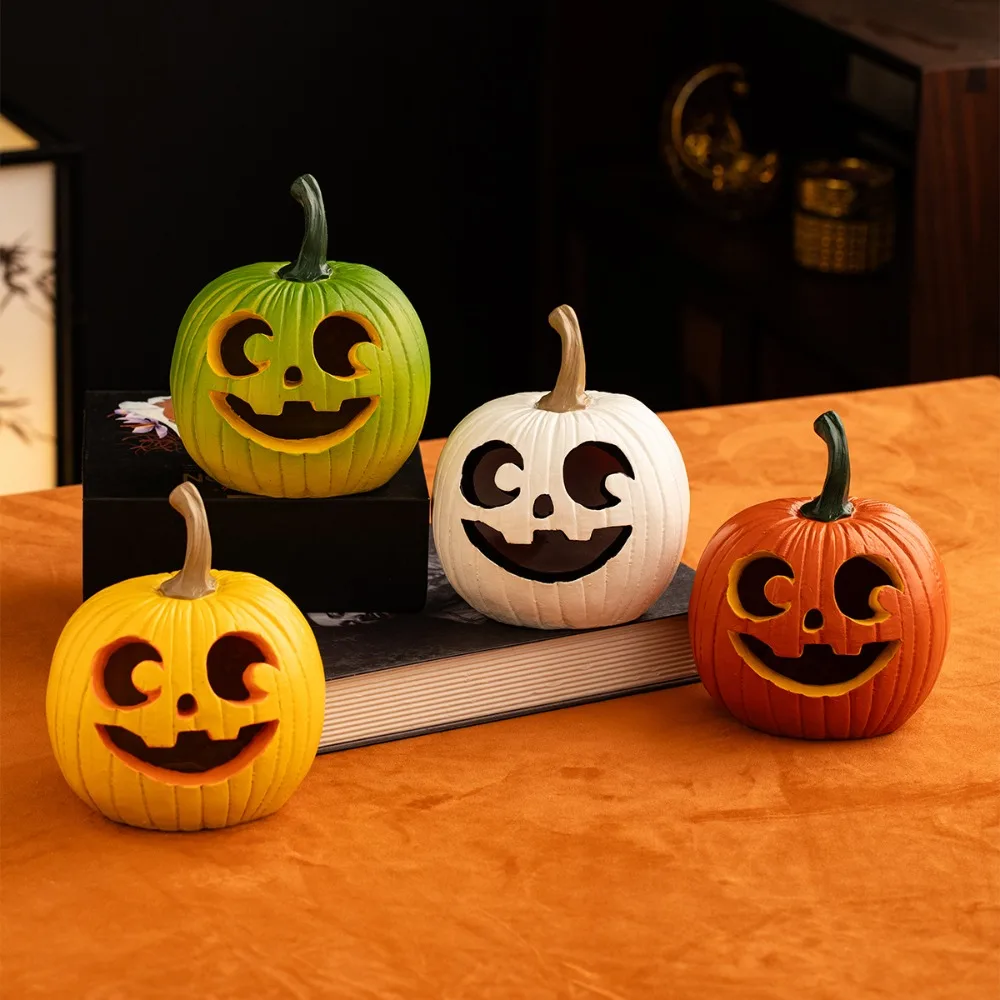 

Multi-Color Halloween Pumpkin Ornaments Hollow Decorative Harvest Festival Ornaments Resin Pumpkin Statue Autumn
