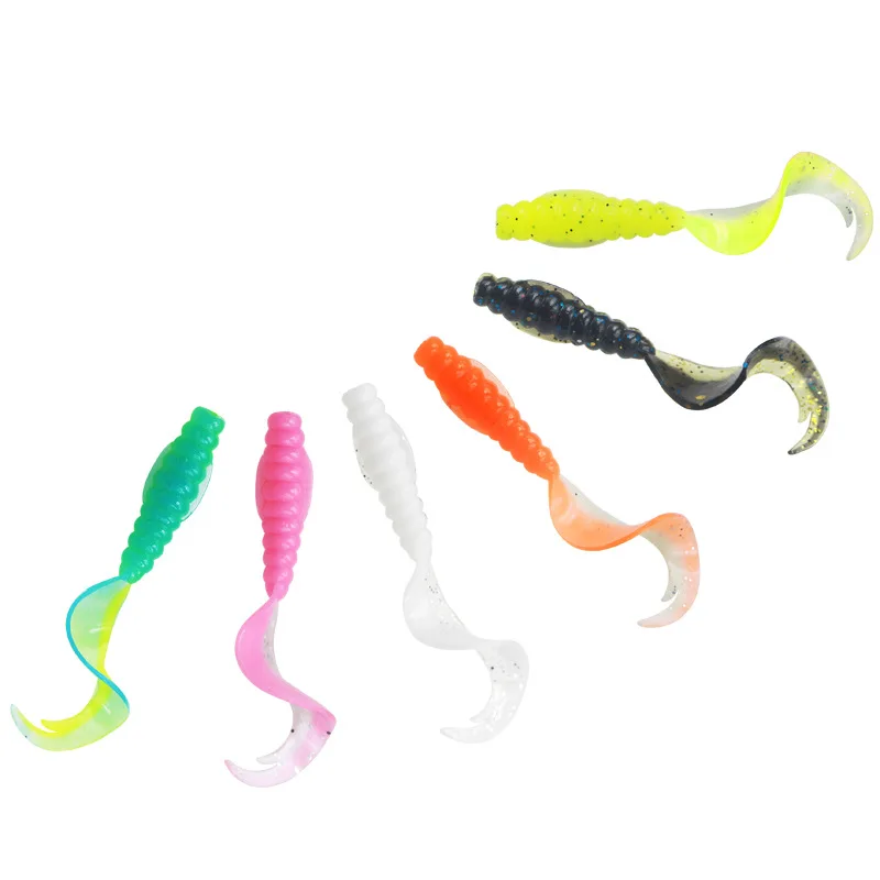 

Sea Yolo 1Pcs/5Pcs 1.7g/3.7g Double Color Double Wishbone Tail Soft Fishing Lure Artificial Lure Fishing Tackle For Carp Fishing