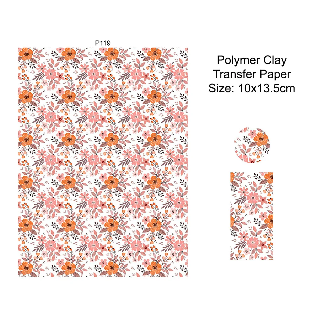 Natural Series Flowers Leaves Colored Pattern Polymer Clay Transfer Paper Disposable Stickers Printing Paper Earrings Making