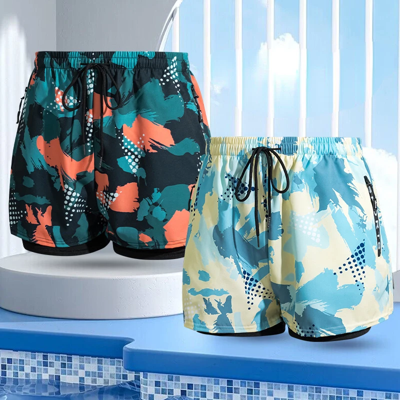 

2024 New Men's Swimsuit Breathable Waterproof Print Man Beach Swimming Shorts Summer Outdoor Sea Swimming Pool Swim Trunks