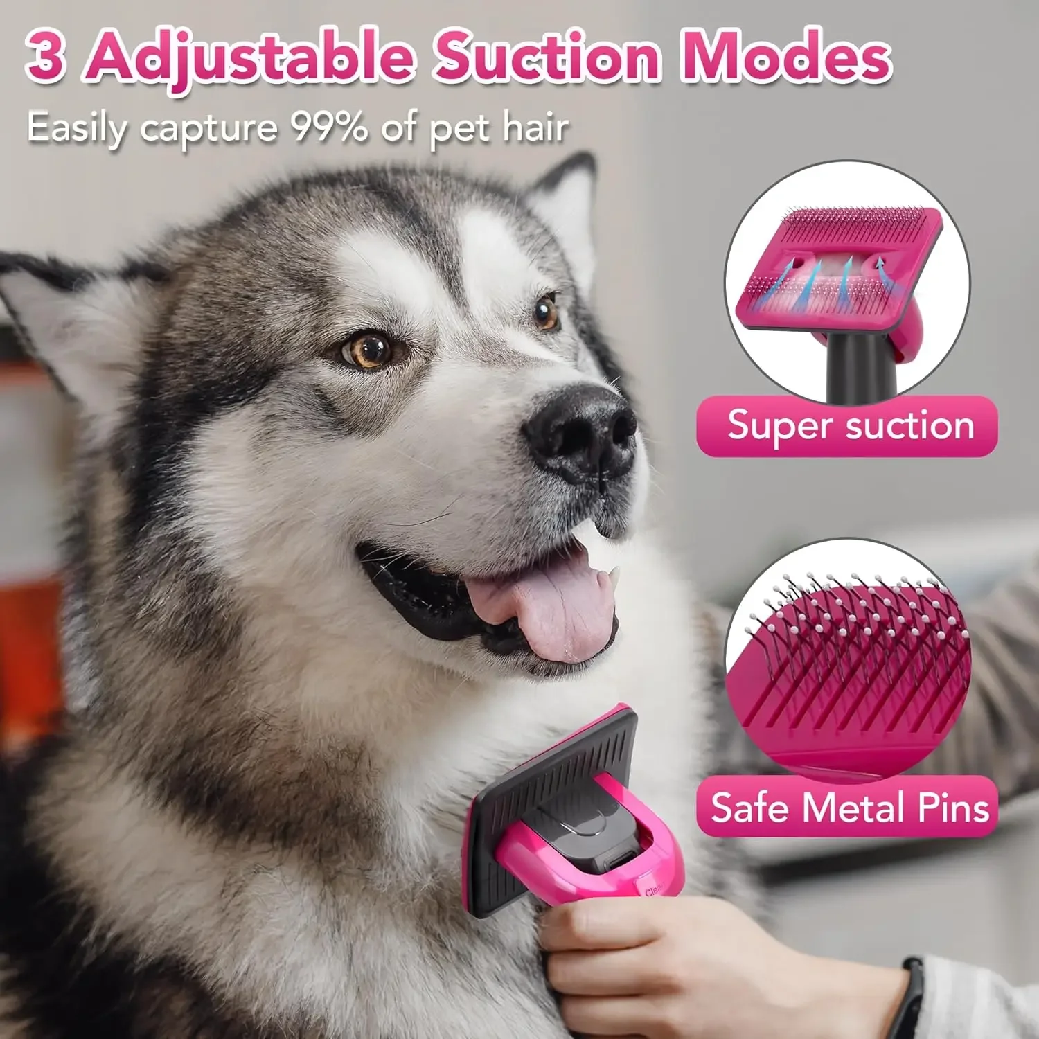 Pet Grooming Vacuum Kits, Dog Hair Remover Grooming with Clippers Nail Trimmer Grinder & Brush for Shedding, Low Noise Su