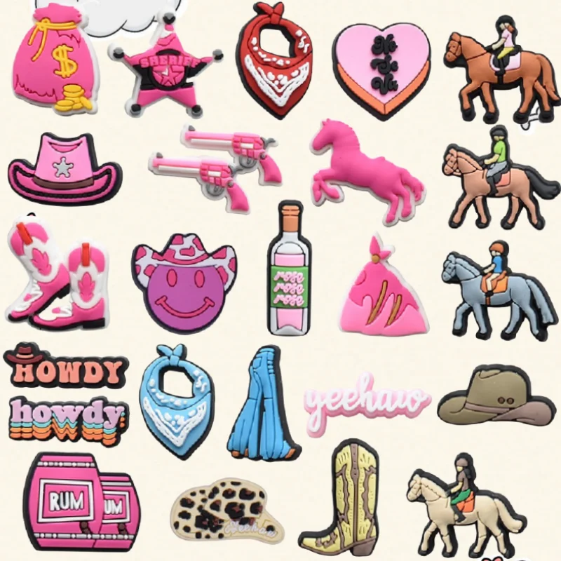 

25Pcs PVCCowboy Horse Boots Skull Love Letter Shoe Charms Kid Slipper Accessories Garden Shoe Button Decorations Christmas Gifts