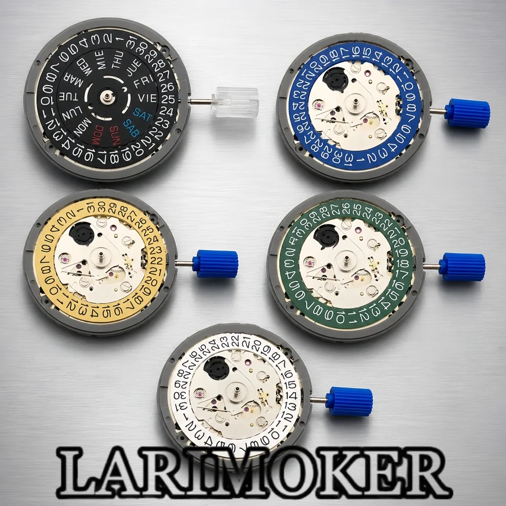 LARIMOKER NH35 High Accuracy Automatic Mechanical Movement White Black Blue Green Date Wheel 3.0 Crown Watch Repair Parts