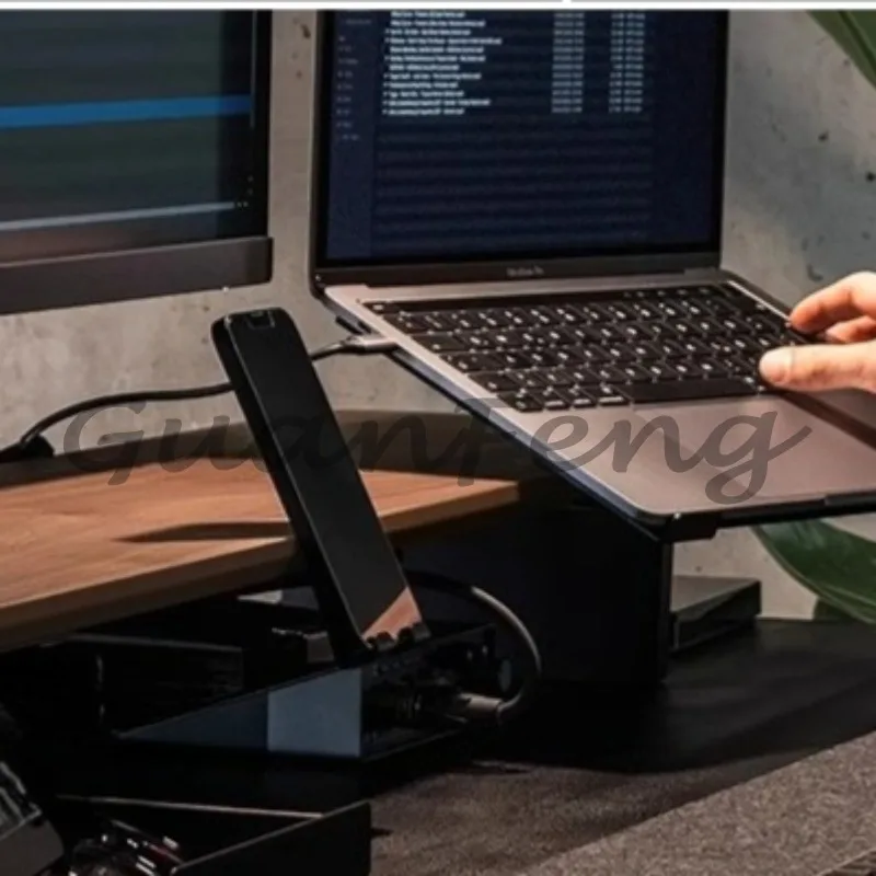 Ergonomic Aluminum Riser Heavy Duty Desktop Stand Modern Desk Organizer with Cable Management All-in-One Laptop Shelf