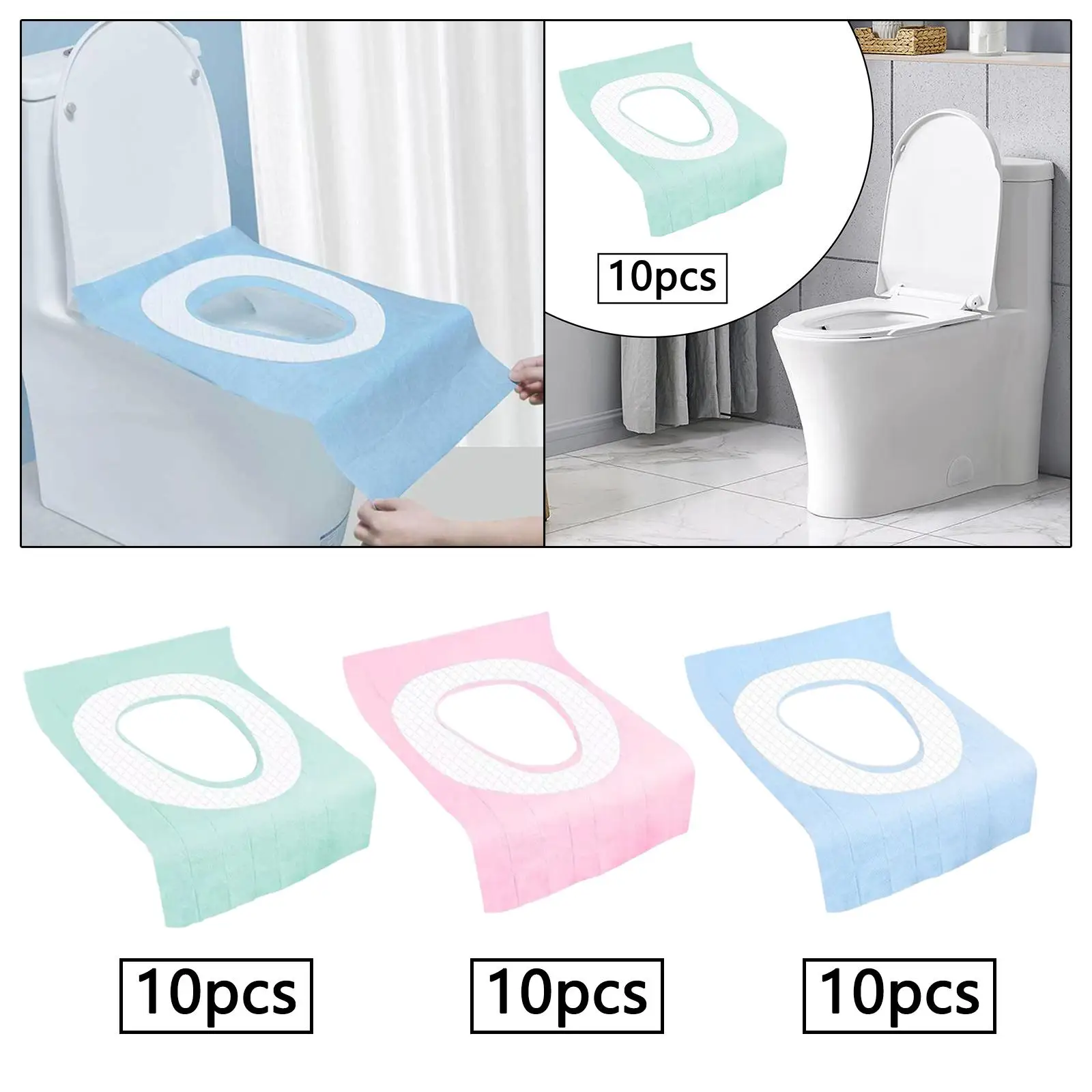 10Pcs Disposable Toilet Seat Covers for Outdoors Public Restrooms Trip