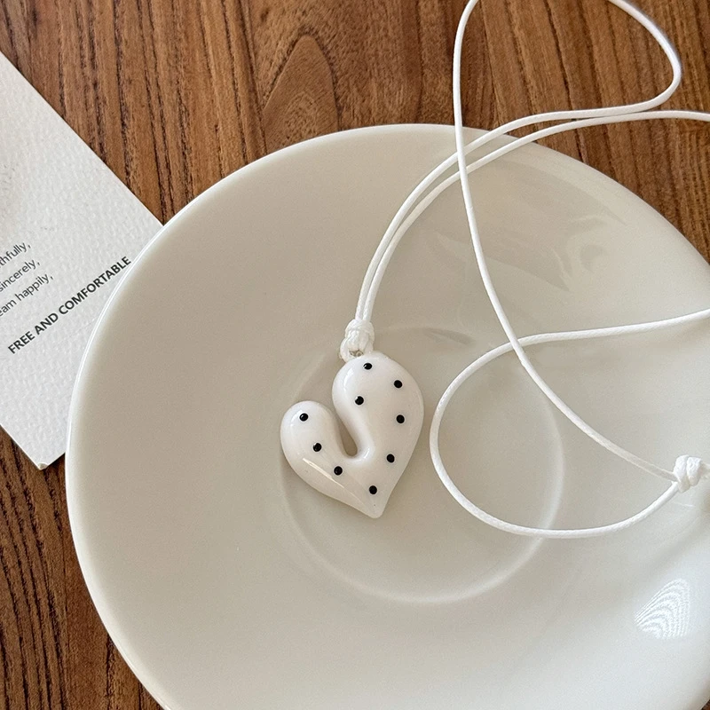 Rainbow Bow Heart Pendant Necklace for Women