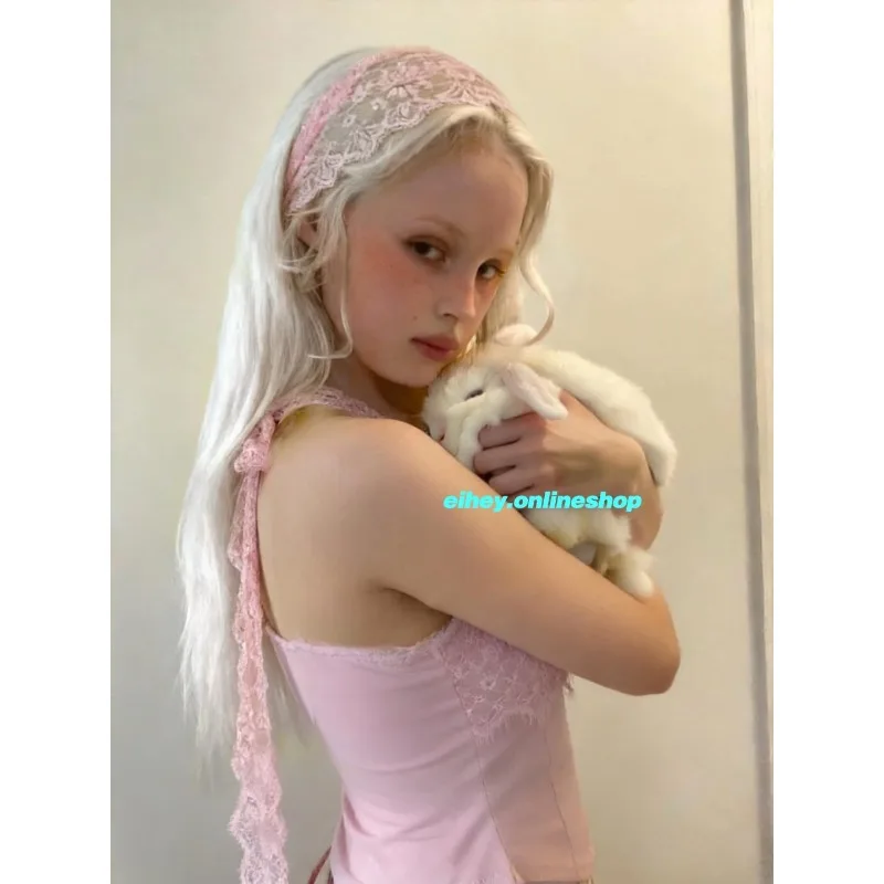 Korean Retro Lace Stitching Irregular Camisole Women 2026 Summer New Streetwear Solid Color All-match Slim Halter Crop Tops