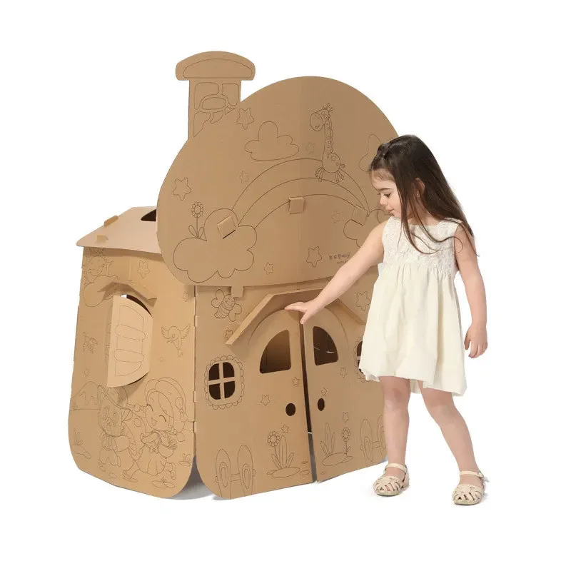 Kids tent DIY Graffiti Paper Mushroom house tent Free Coloring Drawing Paper castle Children Indoor Outdoor game tent Room House