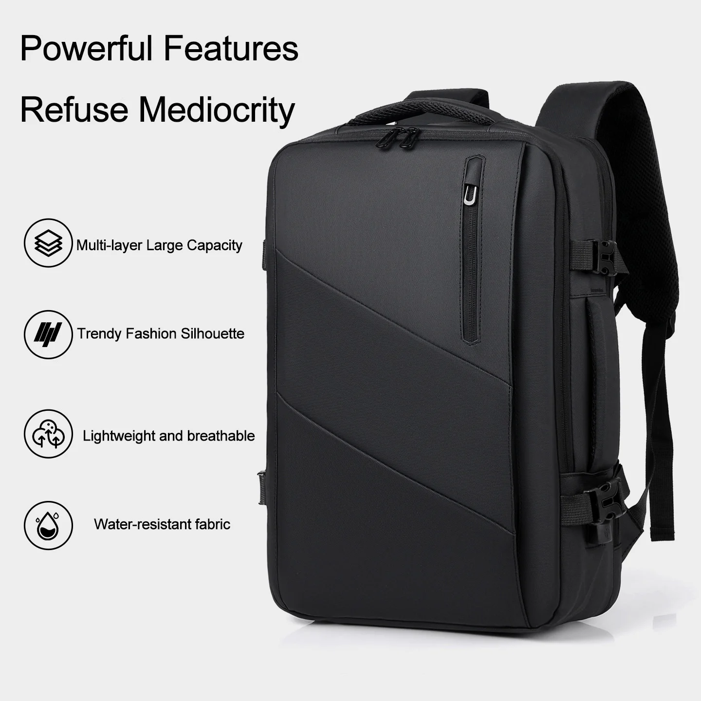 미니멀리스트 대용량 남성 비즈니스 백팩 확장형 디자인 내구성 있는 남성 여행 백팩 남성 출퇴근용 노트북 백팩