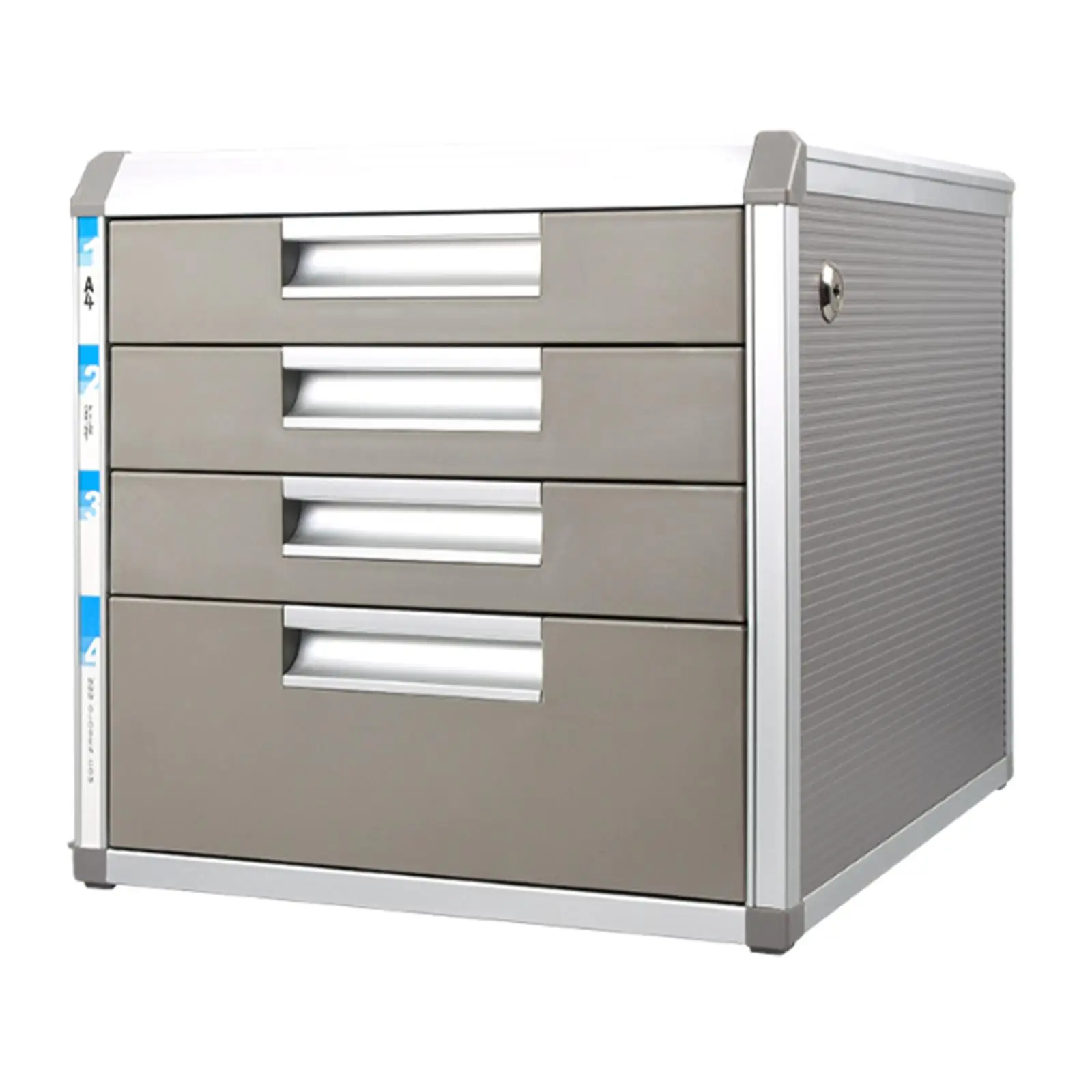 Desktop Filing Cabinet with Lock Large Capacity Aluminum Alloy Document Organizer Storage Box for Office Desk