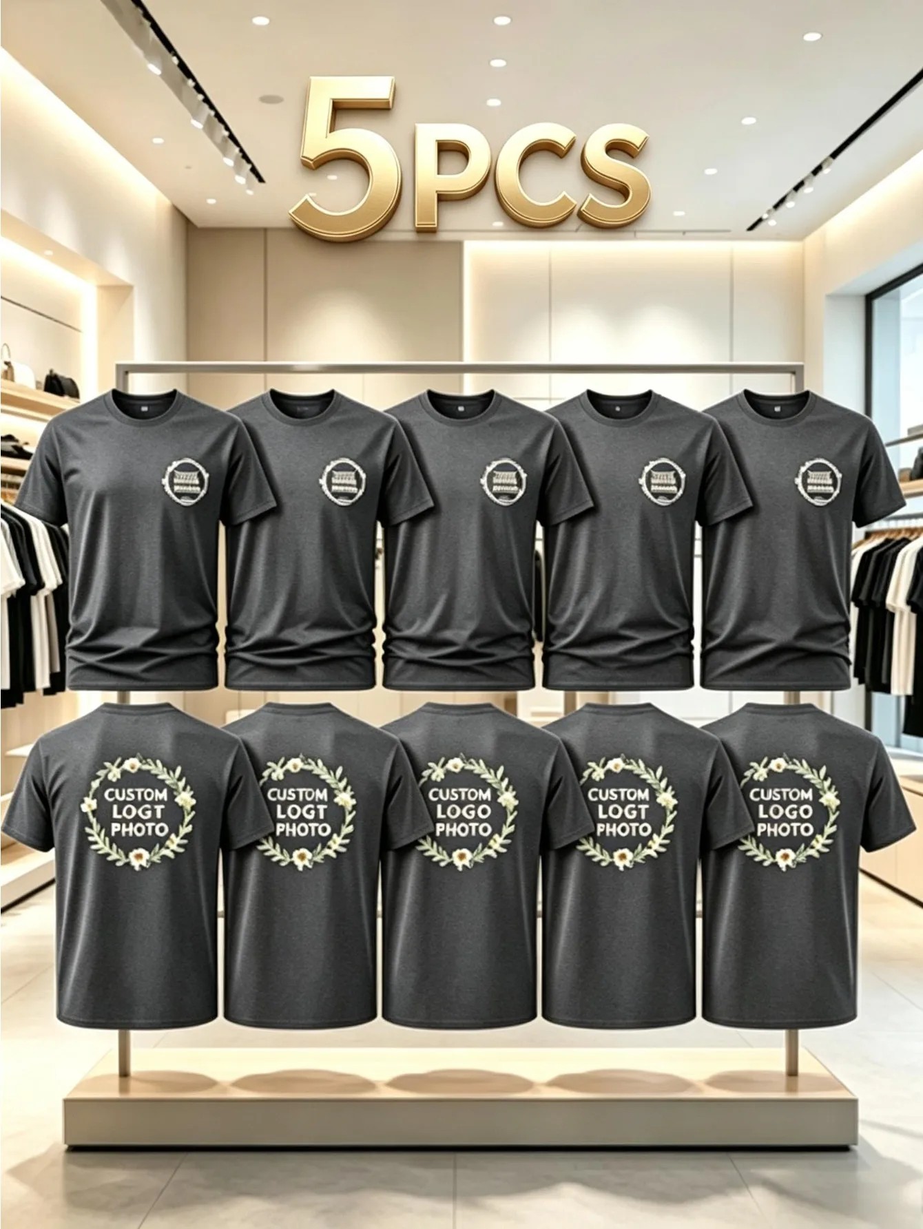 Corporate Team Building Custom T-Shirt 5pcs Set, Small Logo on Chest And Large Circle on Back, Custom Team Culture Shirts image 5