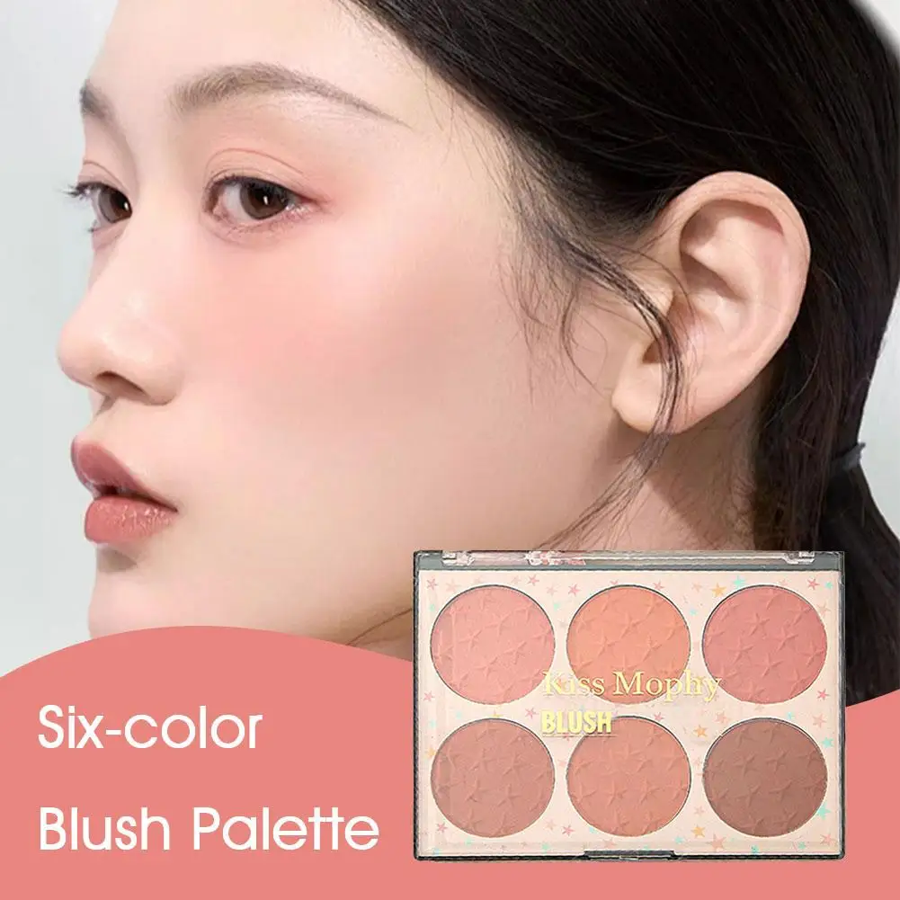 6 Colors Blush Palette - Long-Lasting Pigment, Highlight Bronzer Blush Blush Face Stick Powder, & Palette Makeup U8M0