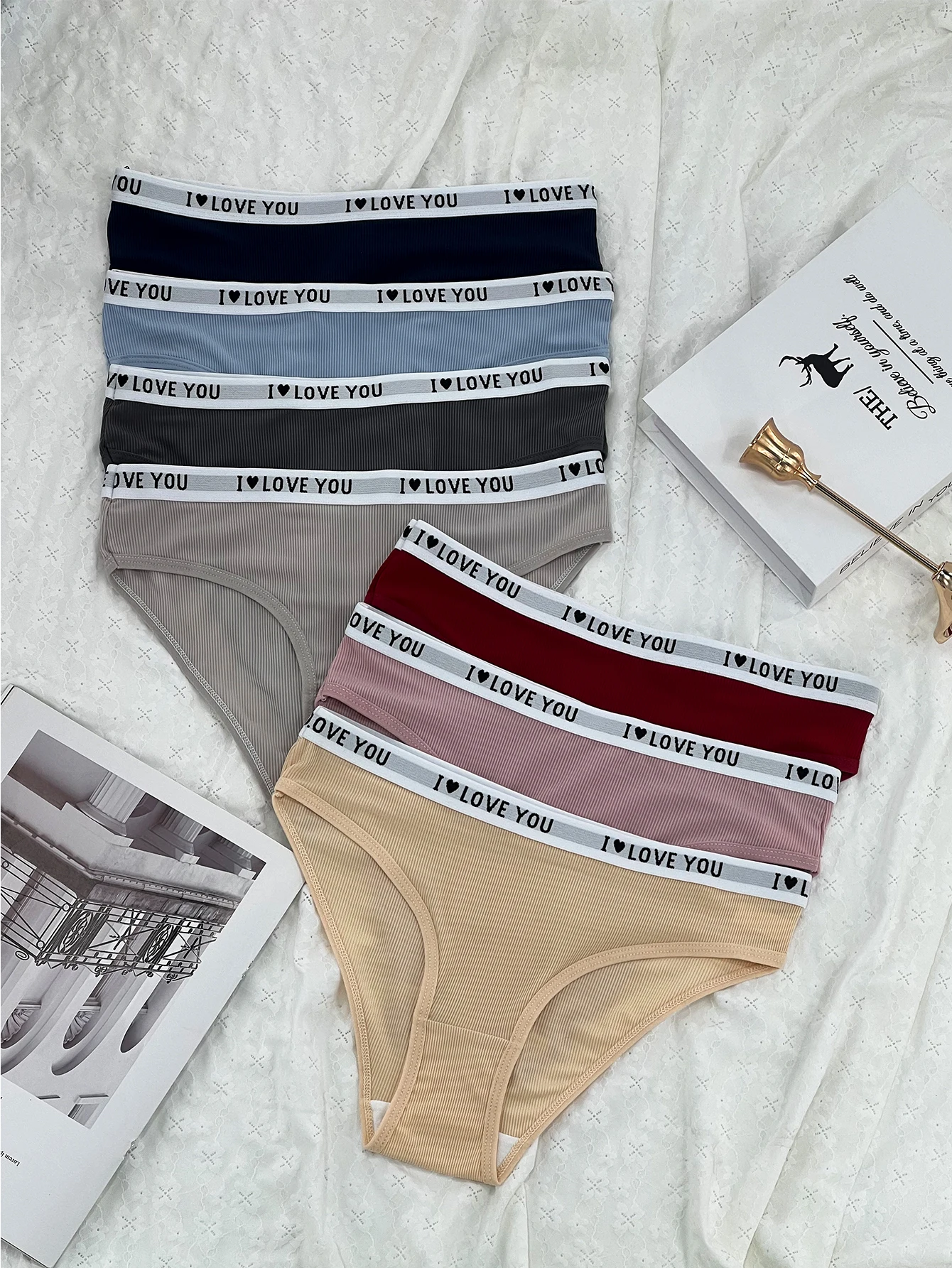 

Ремень Love, спортивные, энергичные и модные женские трусы, разноцветное и универсальное женское нижнее белье, комплект из 7 предметов.