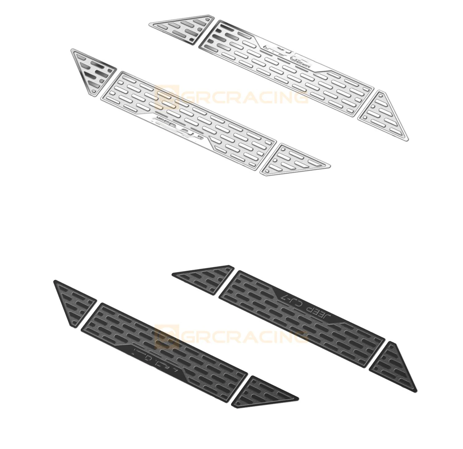 Metalowy czarny/srebrny zderzak boczny arkusz dekoracyjny ze stali nierdzewnej do samochodu gąsienicowego 1/10 RC Traxxas SCXIII CJ-7 akcesoria