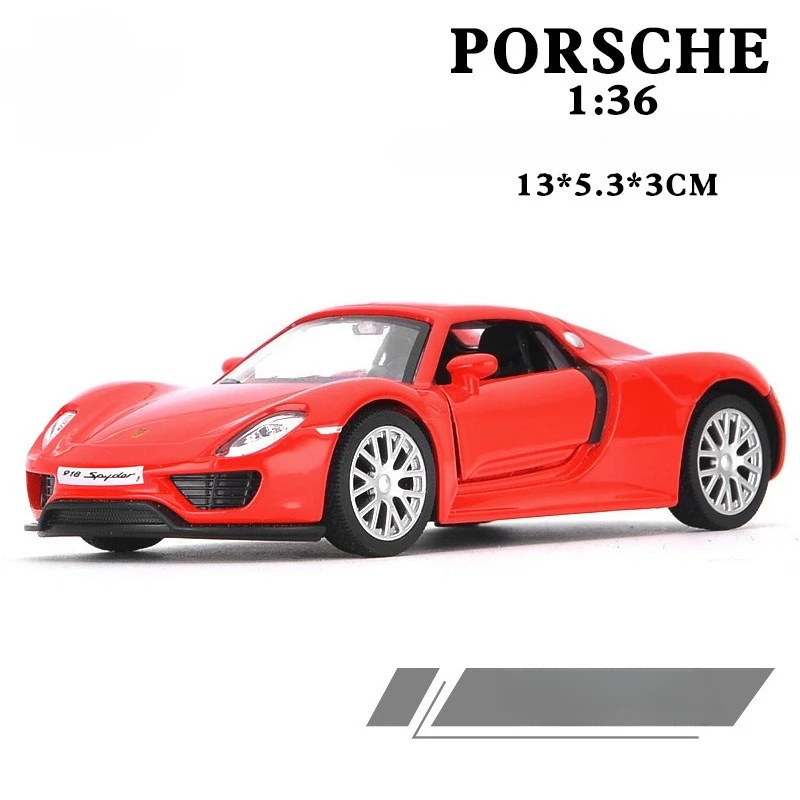 1/36 Porsche 918 เปิดประตูของเล่นรถ Die Cast Alloy MINI ดึงกลับรถเหมาะสําหรับเด็กวันเกิดวันหยุดของขวัญ