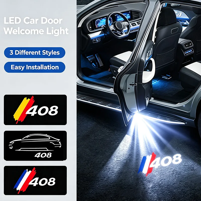 2Pcs for Peugeot 408 2011 2012 2013 2014 2015 2016 Led Car Door Welcome Lamp Wireless Laser Projector Logo Light Accessories