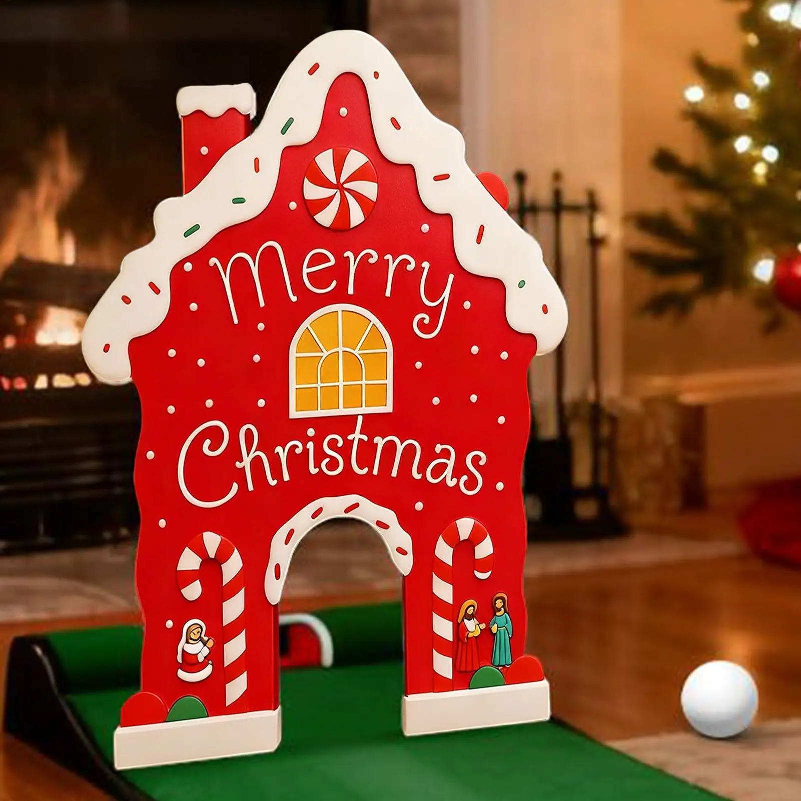 เกมกอล์ฟในร่ม ของเล่นคริสต์มาสแบบใช้ซ้ำได้ เกมกอล์ฟขนมปังขิงพร้อมลูกบอล ไม้เท้าขนมหวาน สำหรับวัยรุ่น ผู้ใหญ่ ครอบครัว ห้องนั่งเล่น กลางแจ้ง