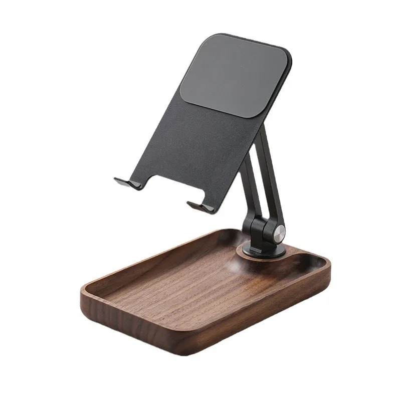 Black Walnut Mobile Phone Holder Desktop Watch Video Live Aluminum Alloy Rotating Folding Bracket Tablet Bracket Lazy
