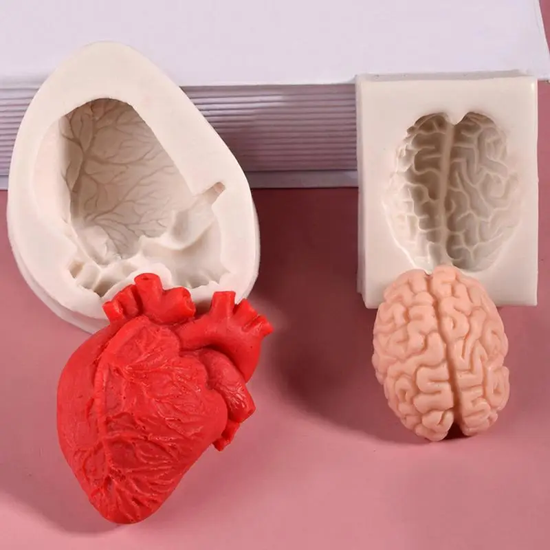 Human Organs Silicon Molds Simulated Heart Brain Shape Baking DIY Molds For Cakes Organs Shape Decorating Tools For Candles