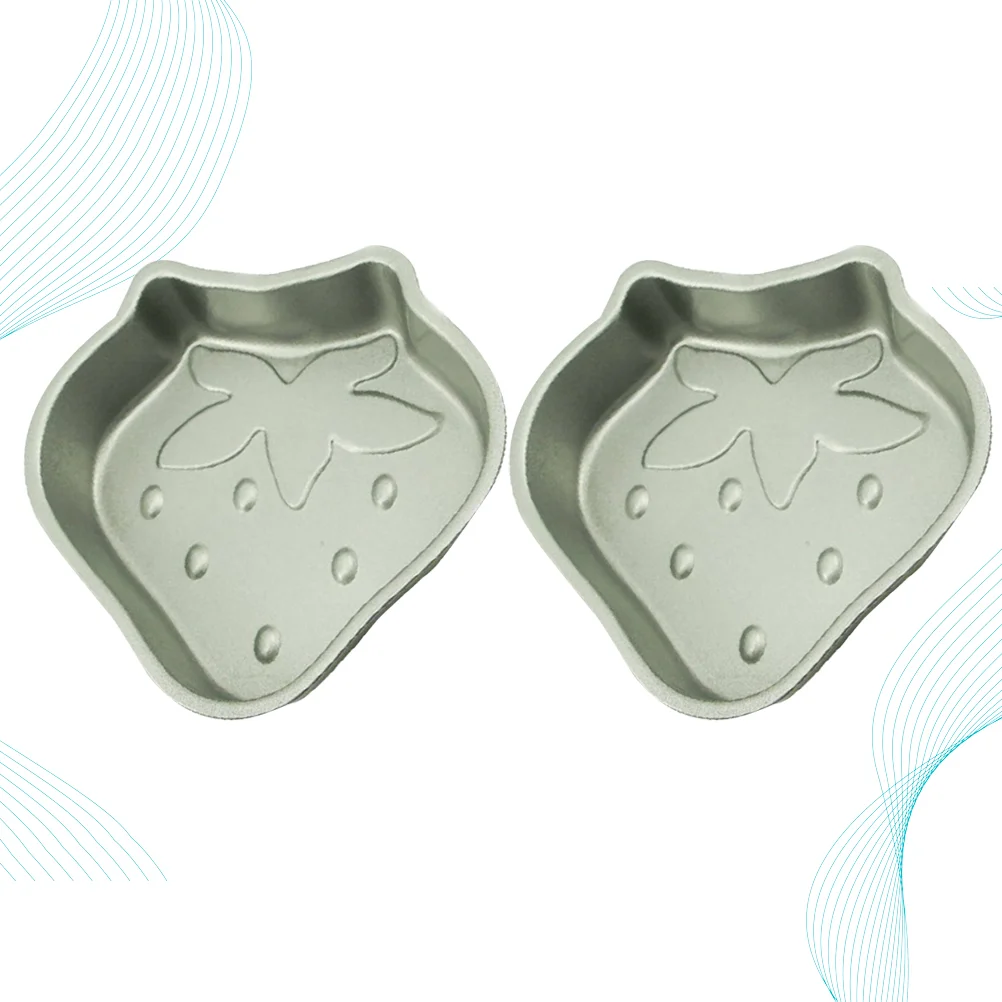 

2pcs Mini Cake Mold Baking Tray Cake Baking Pan DIY Cake Baking Tray Household Bakeware Pudding Mold (Silver Strawberry)