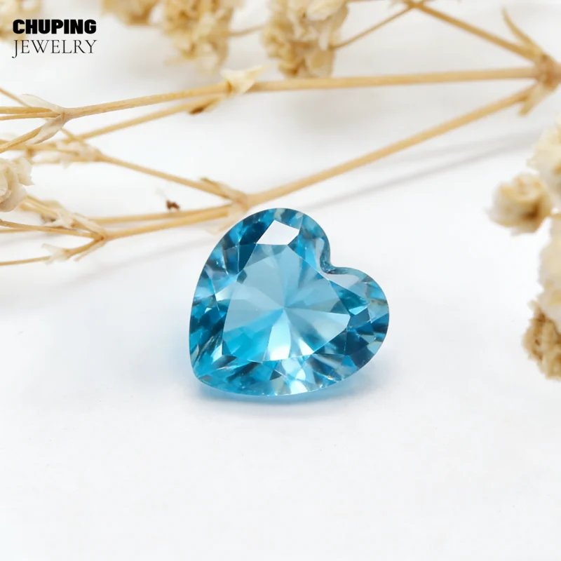 

ChuPing Heart Shape 3A+ Grade Sunlit Aquamarine Cubic Zirconia Millennium For Making Jewelry Lab Grown CZ Making Loose Gemstone