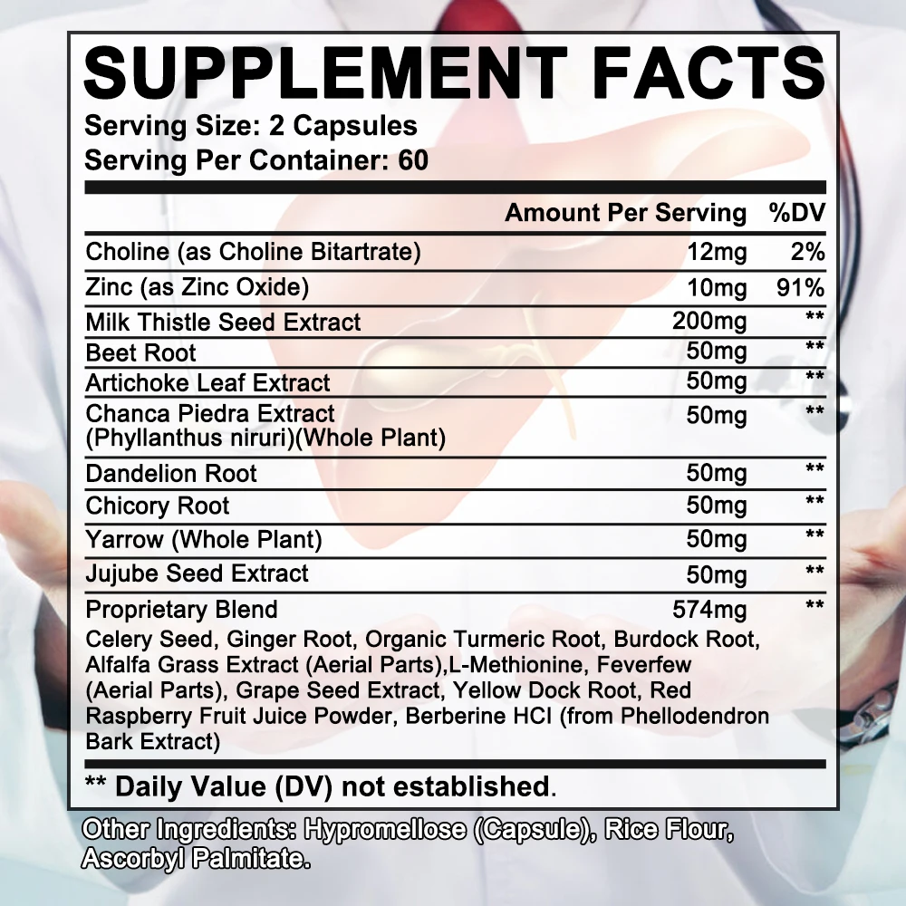 Formula disintossicante e riparatrice per la pulizia del fegato-integratore di supporto per il fegato a base di erbe con cardo mariano radice di tarassaco curcuma per la salute del fegato