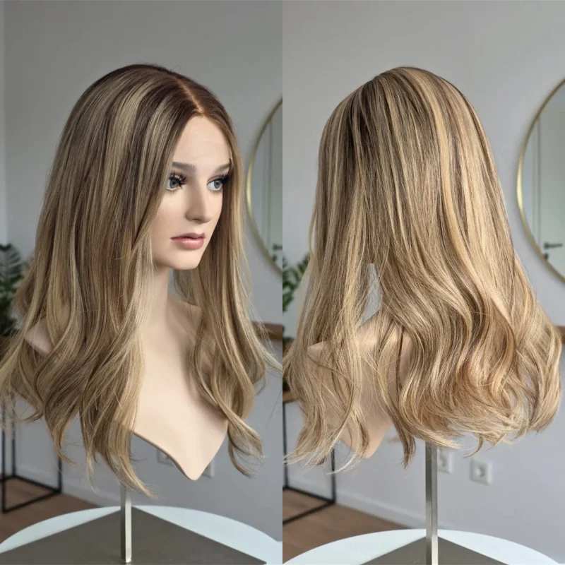 13x4 Ombre Blonde Brown Highlight Synthetic HDLace Front Wig Original Factory Cheap Wigs On Clearance Sale Women's Wig for Daily