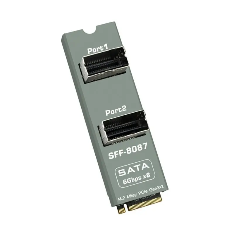 sata拡張カード-m2-m-key-sff-8087-pcie-gen3x2-mini-sas-8ポート-sata-30-6gbps-アダプターボード（nas-hdd用）