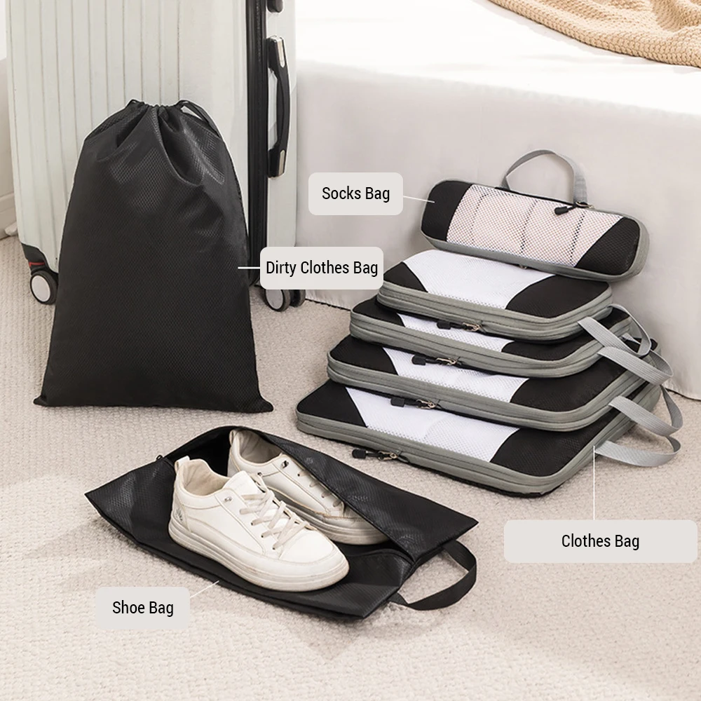 1 Set Compression Packing Cubes Compressible Travel Packing Organizer for Carry on Suitcase Clothes Bag Organizer