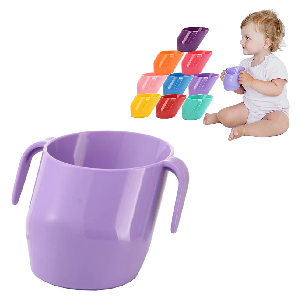 كوب تدريب للأطفال 200 مل أخضر محمول بمقبض مزدوج فم مائل للأطفال الصغار ممارسة تعلم الطفل #2