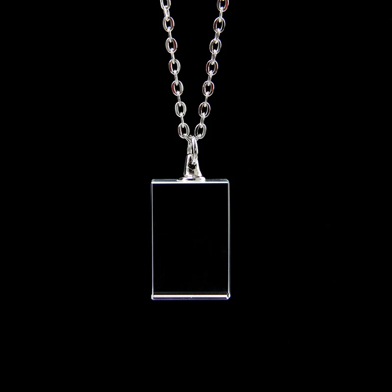 XTOOL Wholesale Blank K9 Shining crystal necklace for 3D Laser Engraving Rectangular Crystal Pendants With Gift Box Glass Crafts