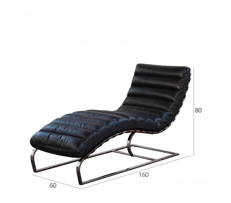 Living Room Lazy Sofa Balcony Iron Leisure Chair  Nordic Retro Luxury Leather Recliner Home