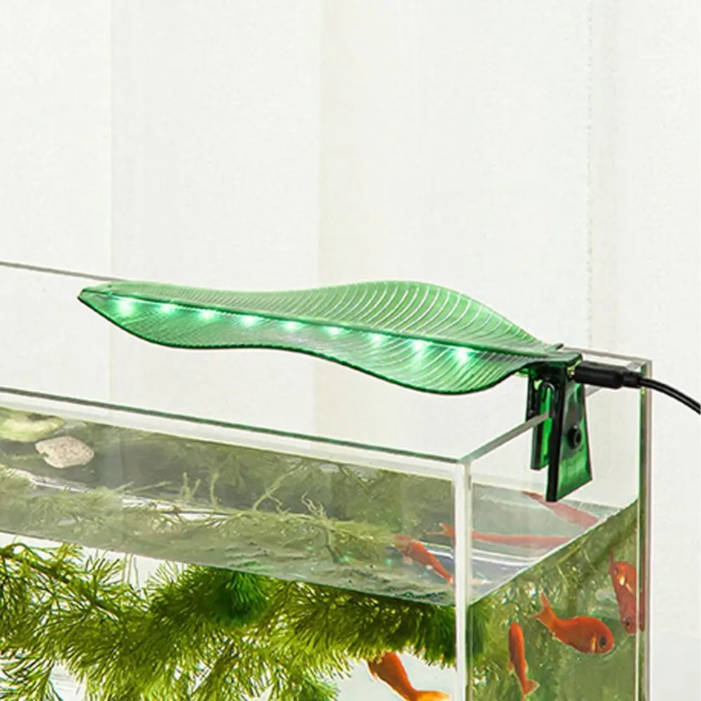 USB Powered Banana Leaf Aquarium Clip Lamp Adjustable Energy Saving Ecological Light Portable LED Fish Tank Clip Lamp