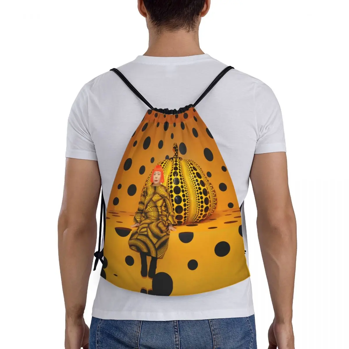 Yayoi Kusama Pumkin-mochila con cordón para hombre y mujer, saco de deporte para gimnasio, bolsa de compras de Arte Abstracto portátil