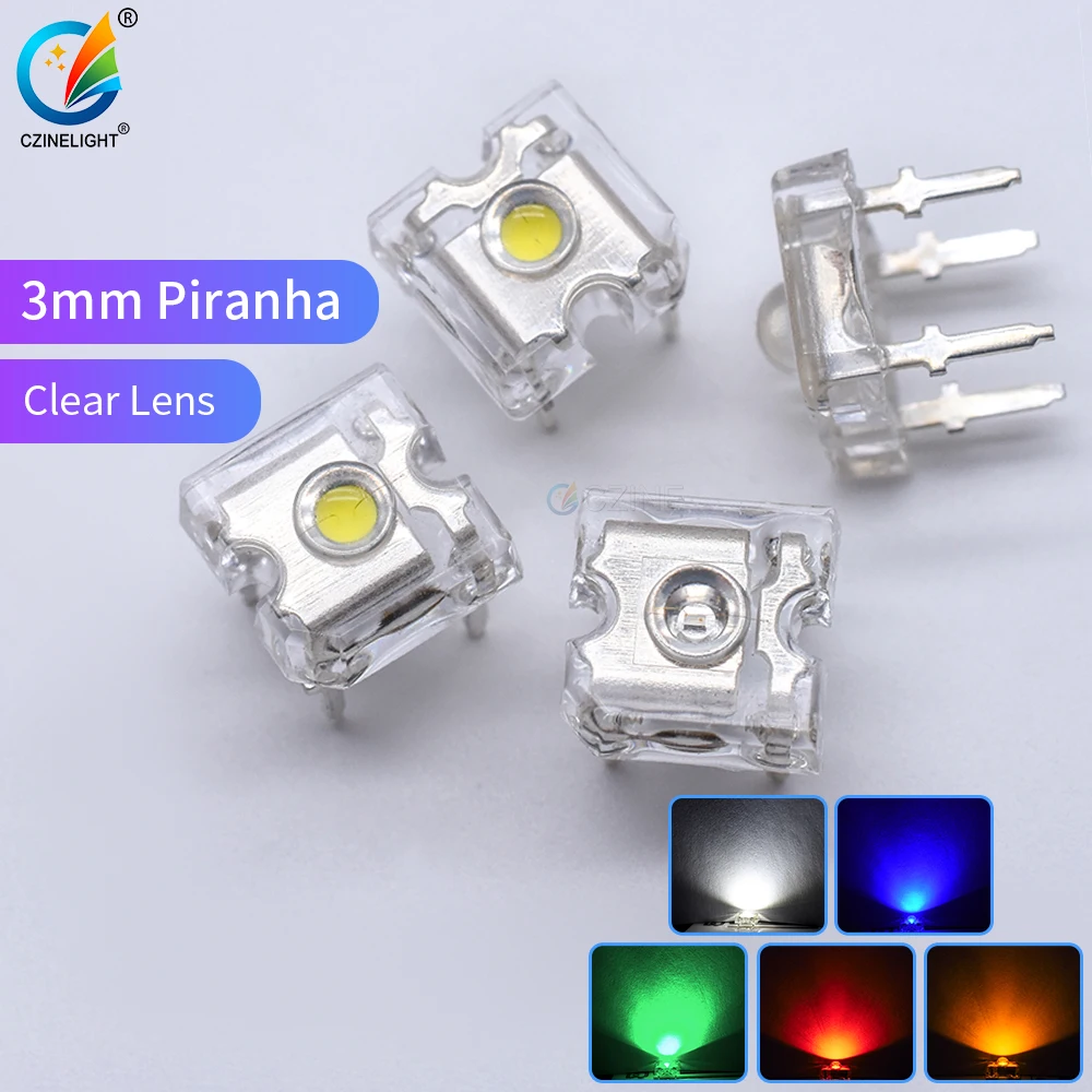 

1000pcs/bag Czinelight Quality High Bright White Blue Yellow Green Red 3mm Piranha Led Emitting Diode Dip