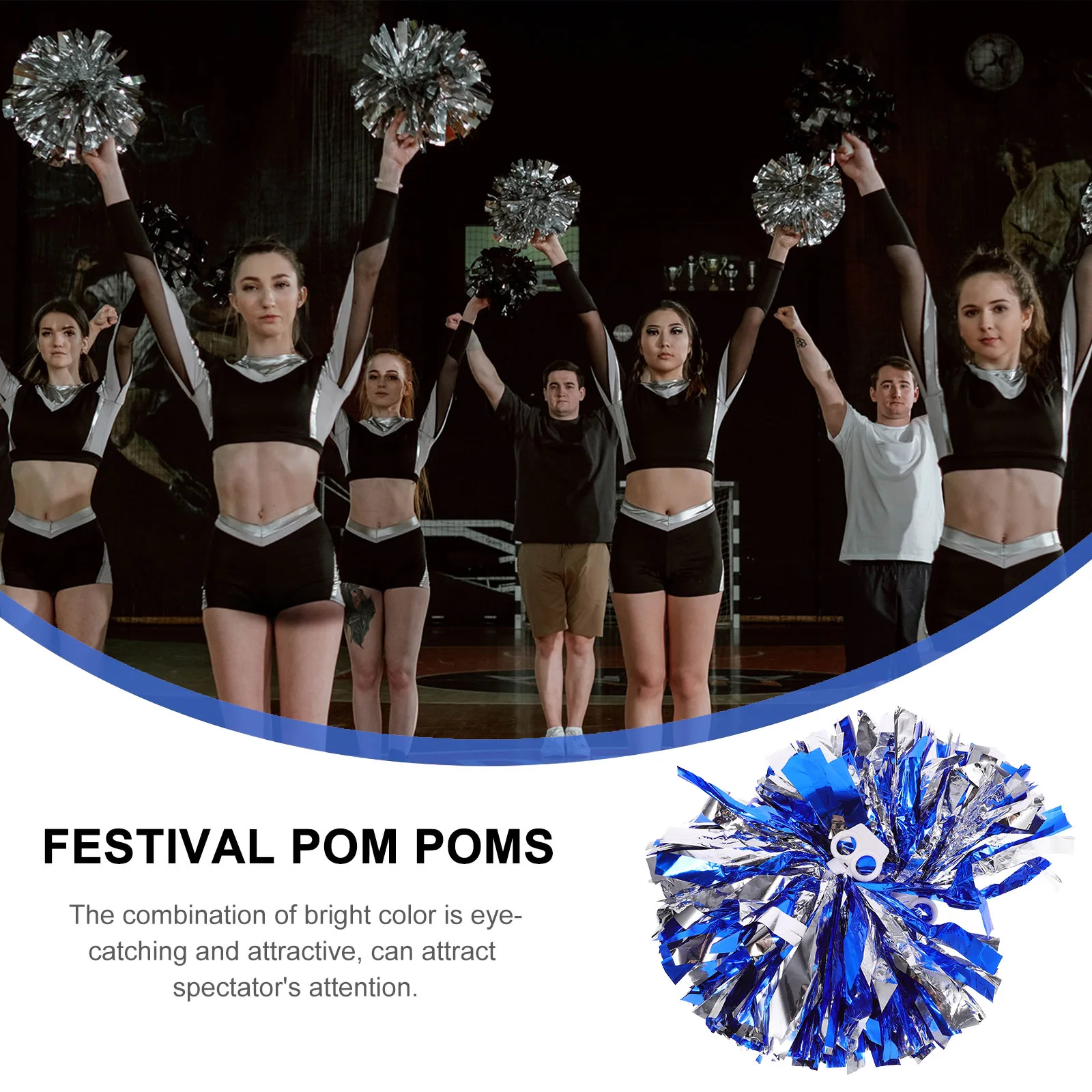 

4Pcs Pom Poms Cheerleading Compact Lightweight Portable Cheerleader Props with Comfortable Grip for Competition Dance Routine