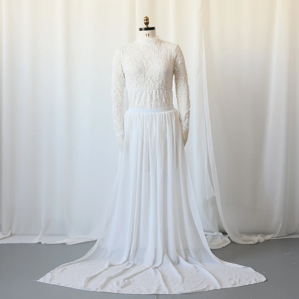 Zwangerschaps tweedelige kanten tule zwangerschapsfotojurk hoge hals pure jurk babyshower moederschapsjurk fotografie outfit
