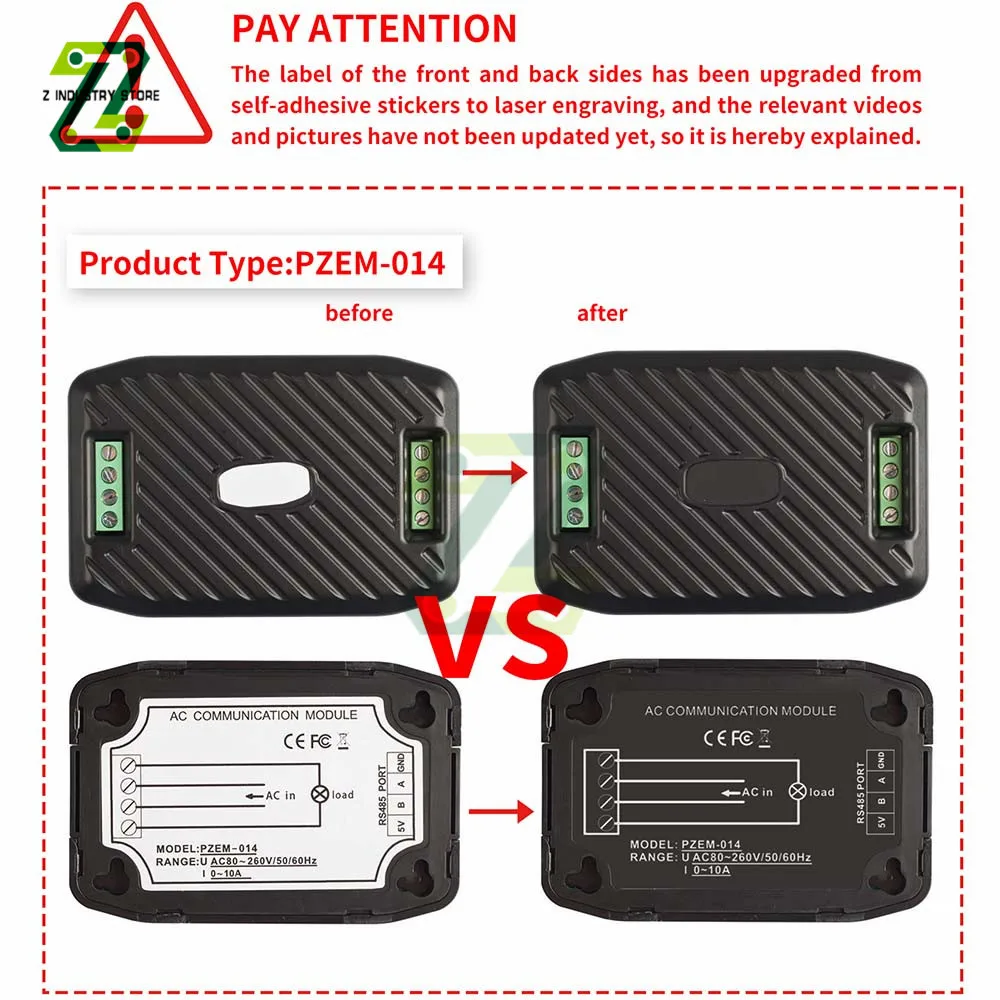 PZEM-014 PZEM-016 Voltmeter Ammeter RS485 Modbus Voltage Current Power Energy Meter Electric Watt Meter