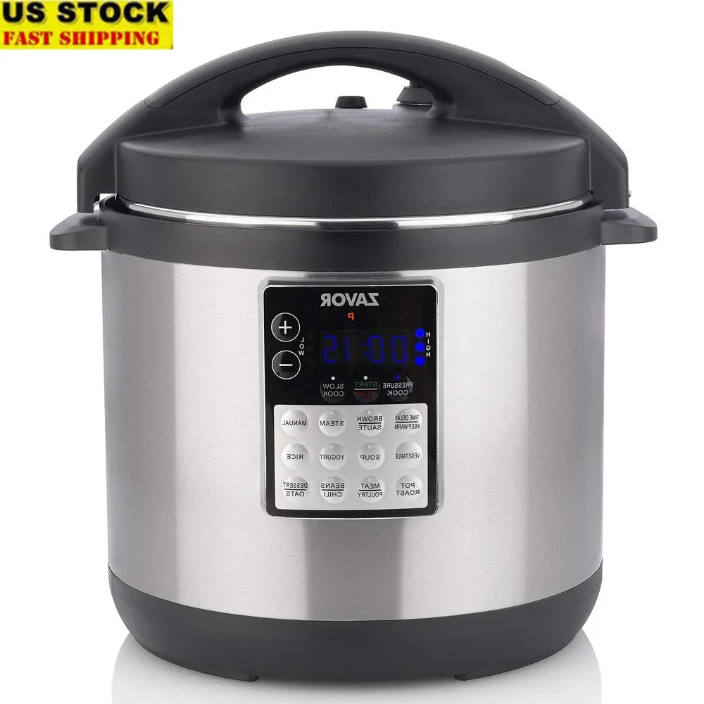 Programmable Electric Multi-Cooker Pressure Cooker Slow Cooker Rice Cooker Yogurt Maker Steamer with Time Delay Keep Warm 6Qt