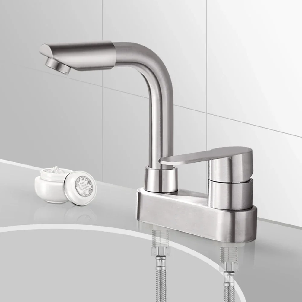 Bathroom Faucet 304 Stainless Steel Basin Faucet Sink Faucet Tap Cold And Hot Mixer Tap Single Hole Tapware Bathroom Accessories