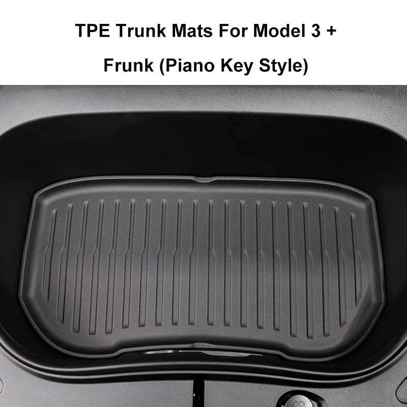 Trunk Mats for Tesla Model 3+ TPE Piano Key Style New Model3 Front Rear Trunk Frunk Storage Waterproof Protective Pad 2023-2024