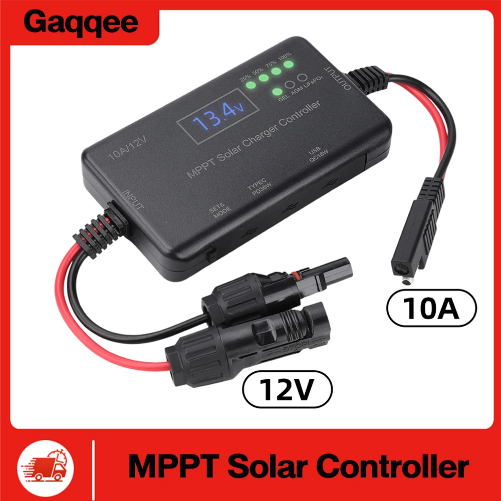 

MPPT Solar Controller 12V 10A Solar PV Controller Lead-Acid and Lithium Batteries Photovoltaic Controller