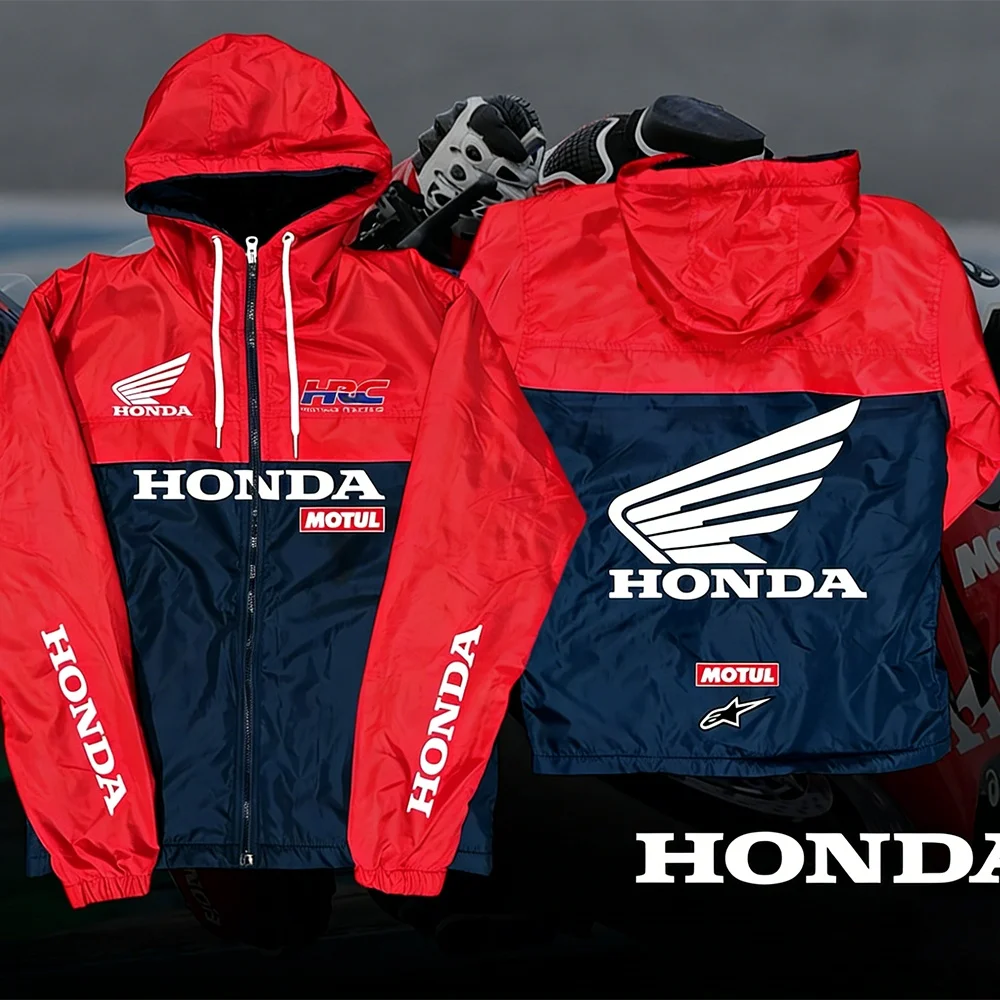 

Мужская и женская толстовка с капюшоном на молнии Honda 2026 MOTO, дышащая, быстросохнущая, для мотокросса, осень/зима