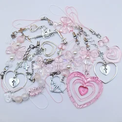 New Pink Y2K Phone Pendant Kawaii Women Love Bear Cartoon Charms Chain For Keys Bags Accessories Ins Korea Handmade DIY Case