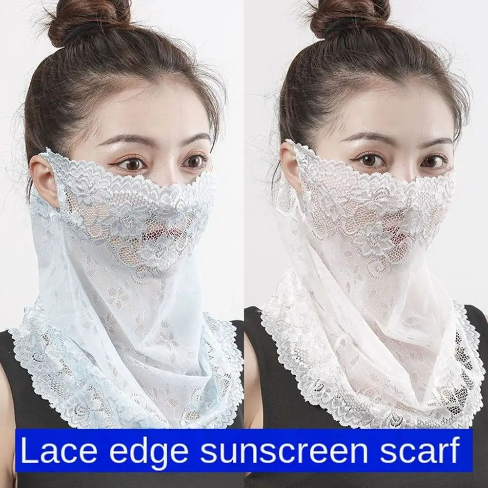 Lace Sunscreen Face Scarf, Lavável Face Bandana, Reutilizável, Proteção UV, Ear Headband, Verão, Novo, Anti-UV