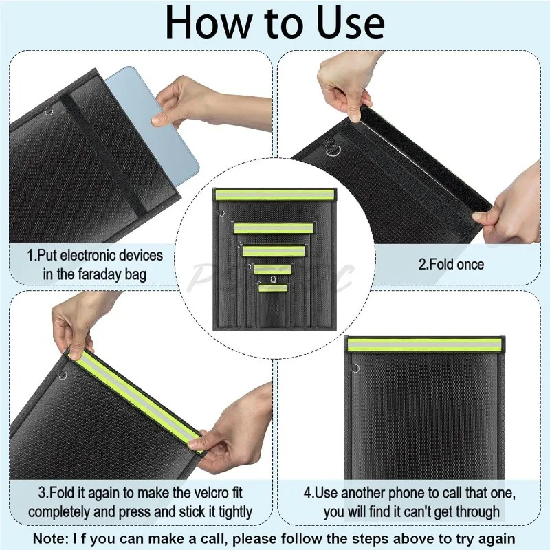 Shielded Signal File Bag Fire-resistant Waterproof Black Reflective Strip Storage File Bag