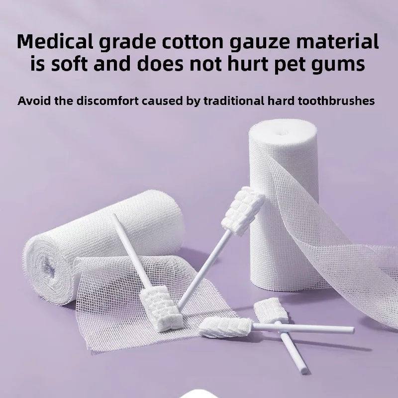 Pet Oral Cleaner Gauze Dental Stick Disposable Wet and Dry Use for Removing Tartar Cat and Dog Toothbrush