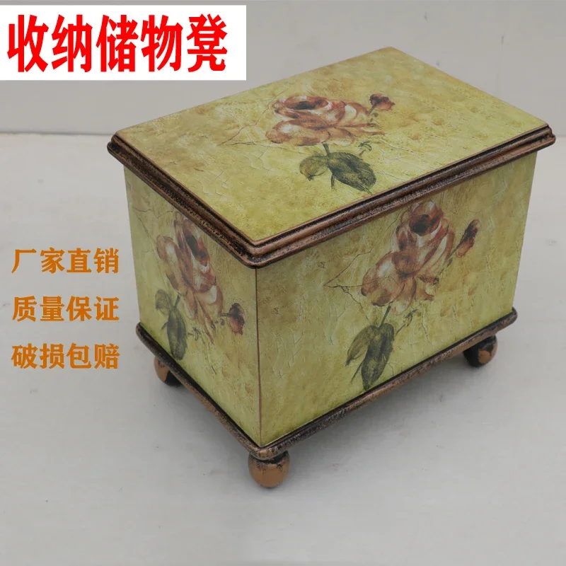 European style storage storage stool can sit, home creative multi-functional storage with lid, shoe changing stool box