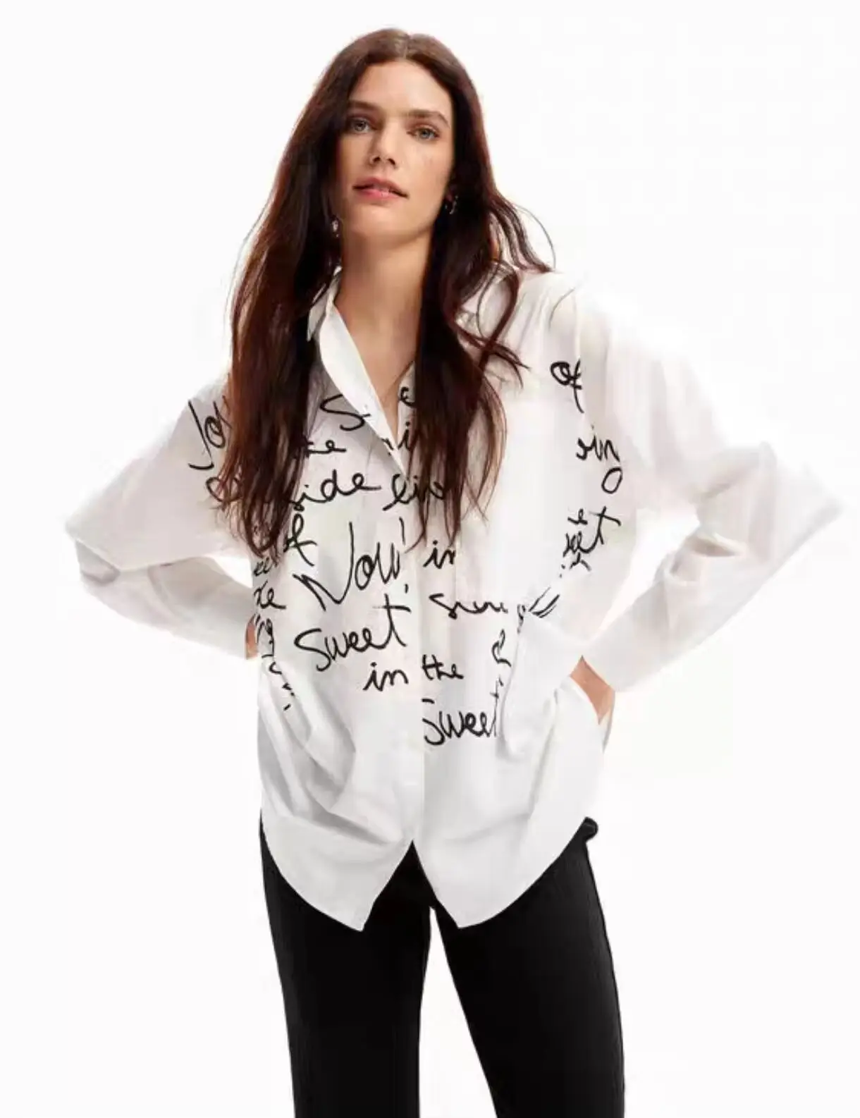 Spanish printed lapel casual multi-color women's shirt for export original order