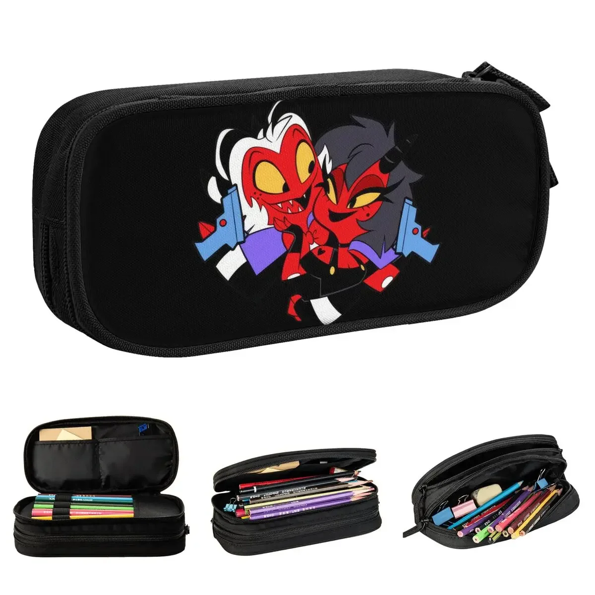 Lovely Millie And Moxxie Helluva Boss Pencil Case Pencil Box Pen Box for Student Big Capacity Bag Office Gift Stationery